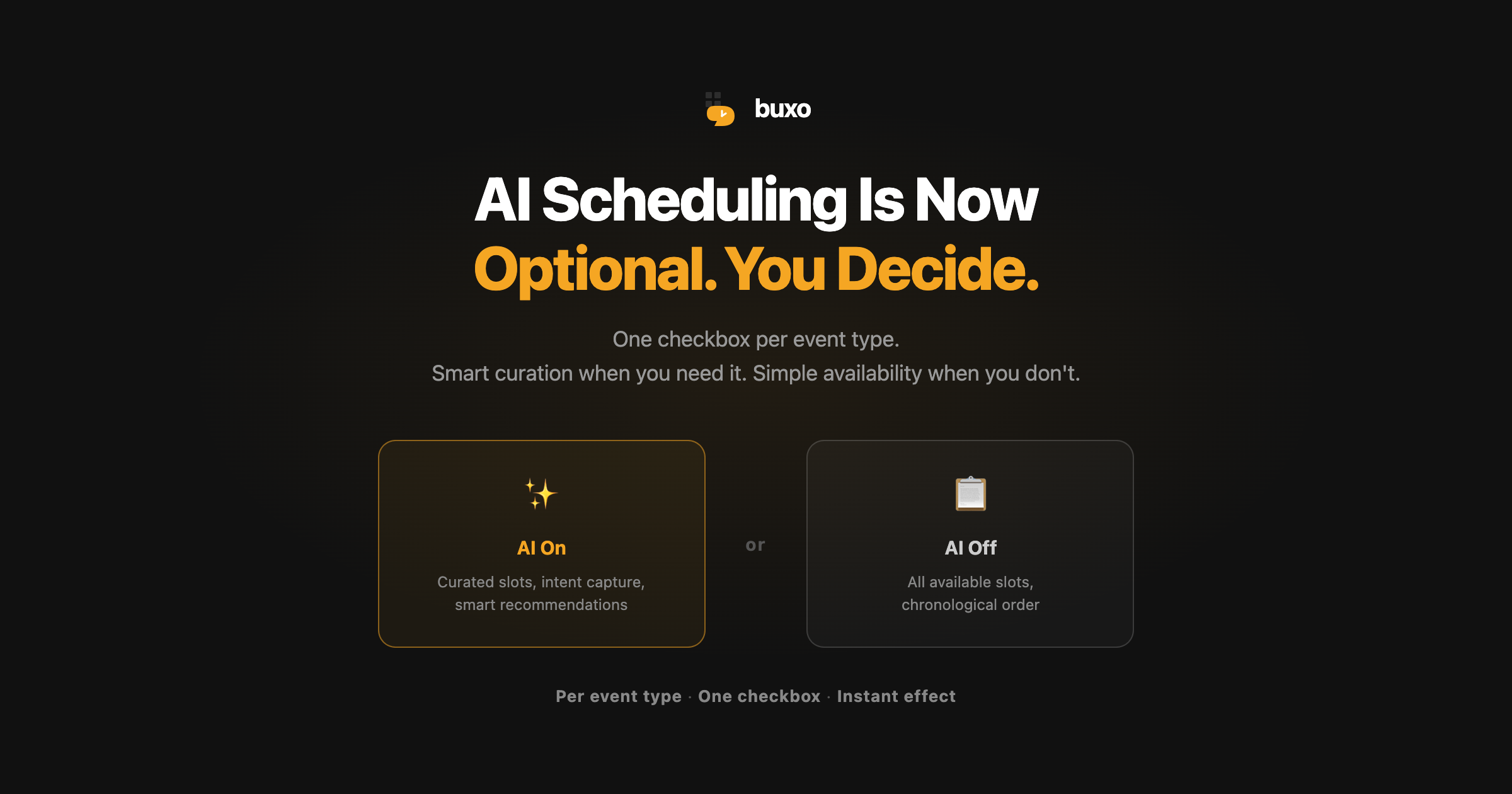 AI Scheduling Is Now Optional: You Decide, Per Meeting